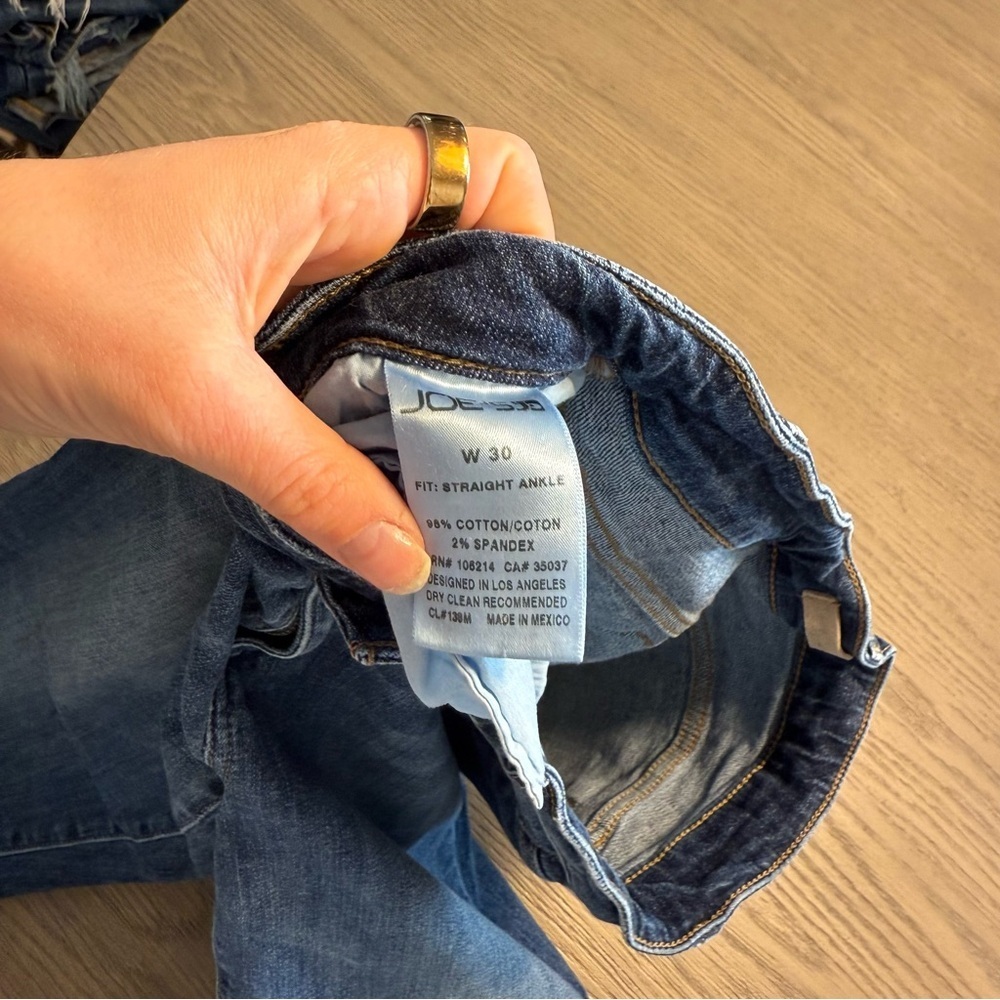 Joe's Jeans Straight Ankle Distressed High Low Hem Sz 30 Classic Preppy Luxury - Picture 4 of 8